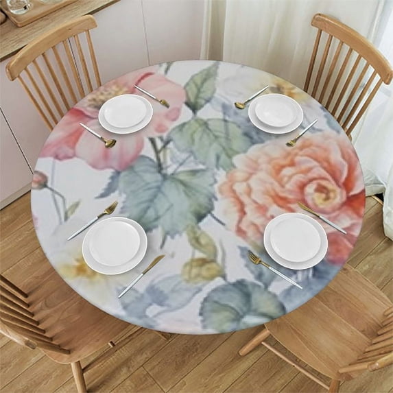 HAOXIT Decorative Lemon Round Tablecloth Table Cloth Tablecloths for Parties Wedding & Holiday Kitchen Dinner( Round) 31-35