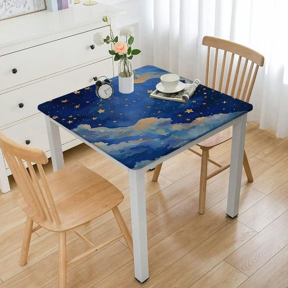 HAOXIT Decorative Rectangle Table Cloth Stars Galaxy, Blue Cosmos Sky Galaxy Universe Space Polyester Tablecloth Kitchen Table Cover for Dining BBQ Picnic Coffee Table 40*40