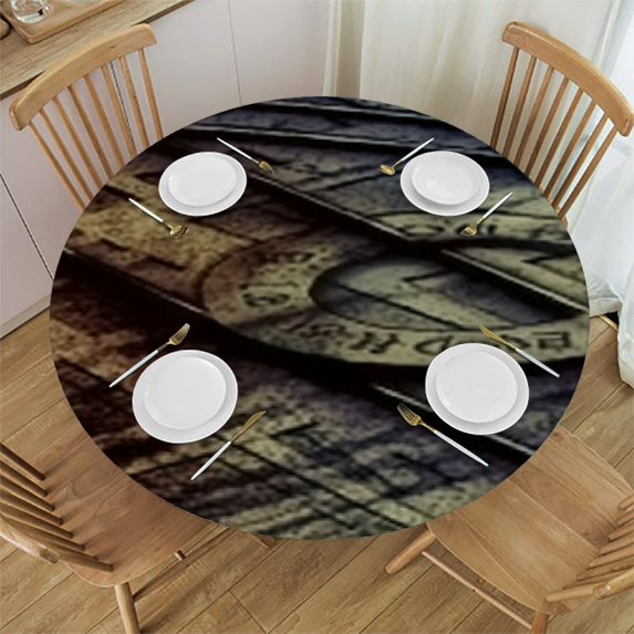 HAOXIT Decorative Round Table Cloths Indian Skull Rustic Old Tablecloth Table Cover for Dining/BBQ/Picnic/Coffee Table 46-50