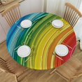 thumbnail image 1 of HAOXIT Decorative Round Table Cover Elastic Tablecloth, Table Cover Elastic Edged, Contour Stripes Dynamic Print Table Cover, Fits Round Table 42-46, 1 of 8
