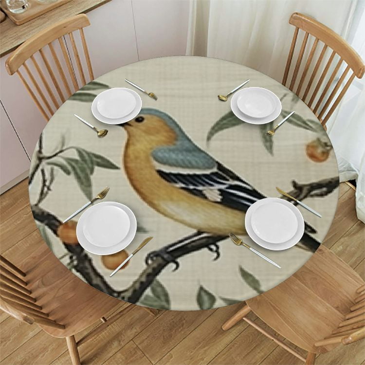HAOXIT Designer French Floral Table Cloth Round Table, Yellow Brids ...