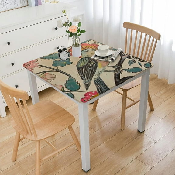 HAOXIT Designer Tablecloth,Beige Provencal Floral Pattern Table Cloth for Rectangle Tables, Anti-Fading Table Cover Decor for Kitchen Dinning Thanksgiving Christmas 36*36