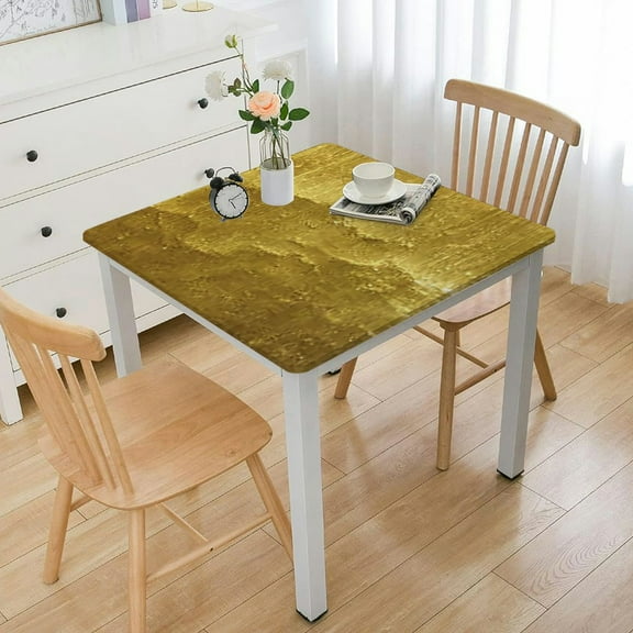 HAOXIT Designer Tablecloth for Square Tables,Solid Yellow Cotton and Linen Table Cloth, Table Cover Decoration for Kitchen Banquet Thanksgiving New Year 36*36