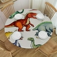thumbnail image 1 of HAOXIT Dinosaur Tablecloth, Various Different Animals from Jurassic Cartoon Mammals Pattern, Round Table Cover for Dining Room Kitchen Decor 54-58, 1 of 8