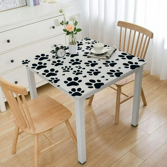 HAOXIT Dog Paw White s for Rectangle Tables Oblong Dog Party Supplies Puppy Paw Print Puppy Table Decorate Abs 44''x44''