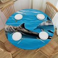 thumbnail image 1 of HAOXIT Dolphin Round fitted tablecloth, Underwater Photography of Dolphins Swimming Ocean Animal Life Image, Elastic edge, Suitable for kitchen party picnic, Fit for Round table Grey Blue 54-58, 1 of 8