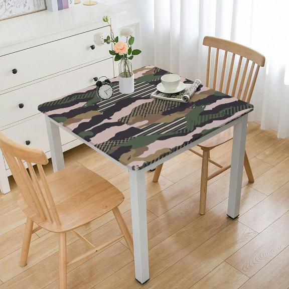 HAOXIT Dotted Square Waterproof Table Cloth Polyester Table Cover for Kitchen Outdoor Party Picnic 48''x48''