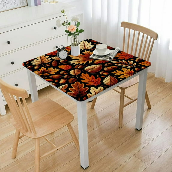 HAOXIT Double-Sided Thanksgiving Fall with Pumpkin ,Table Cloth Runner for Kitchen Dining Everyday Decor White