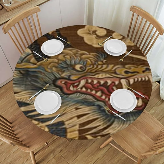 HAOXIT Dragon Round Tablecloths Table Cloth Table Cover Party 38-42