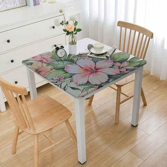 HAOXIT Ears Tablecloth Waterproof for Rectangle/Square Tablecloth Spring Watercolor Flowers Table Cloth Cover for Fall Baby Shower Christmas Wedding Party, 46*46