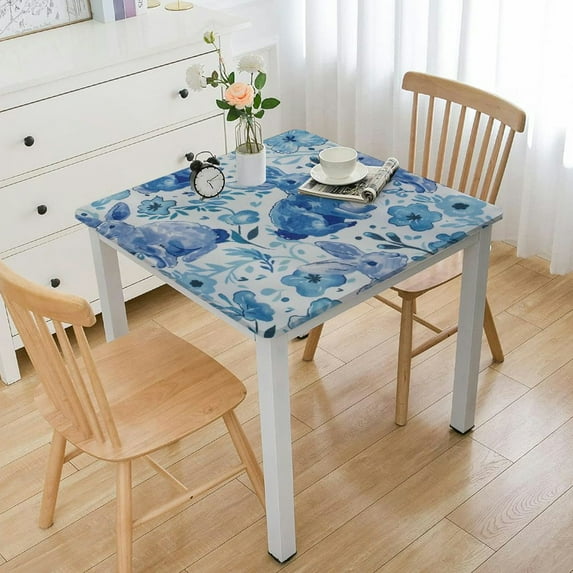 HAOXIT Easter Rabbit Tablecloth - Durable Waterproof Wrinkle-Free Table Cloth Square Table Cover for Dining Room & Outdoor Use 60''x60''