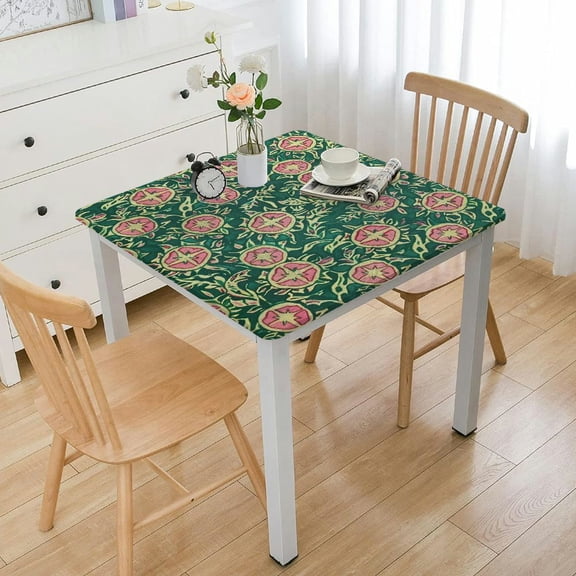 HAOXIT Eastern Tablecloth, Design of Florets Zigzag Borders Oval Details, Dining Room Kitchen Rectangular Table Cover 60''x60''
