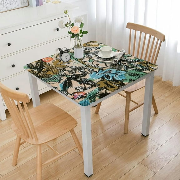 HAOXIT Eden Green Square Handblock Print Tablecloth I Dining Table Linen I Parties, Wedding, Outdoors, Thanksgiving I 36*36