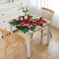 thumbnail image 1 of HAOXIT  Elastic Edged Flannel Backed Vinyl Fitted Table Cover - Christmas Flower Pattern- Fits Square Tables white, 1 of 7