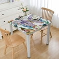 thumbnail image 1 of HAOXIT  Elastic Edged Flannel Backed Vinyl Fitted Table Cover - Colorful Butterfly Pattern - Fits Square Tables white, 1 of 7