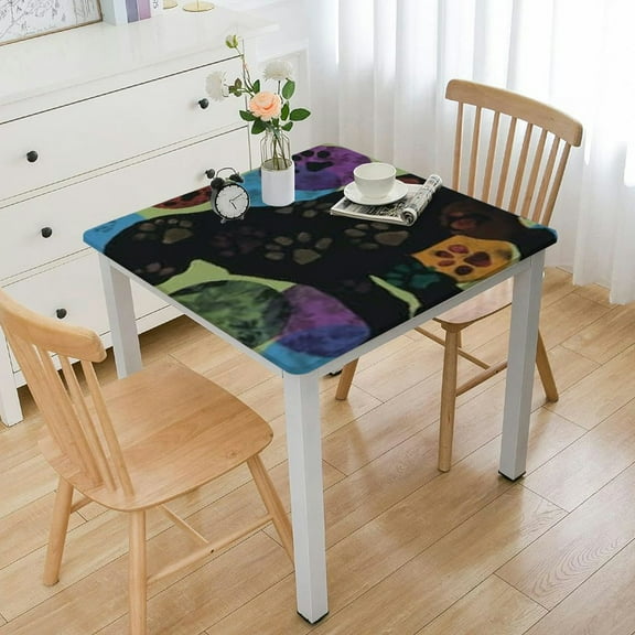 HAOXIT Elastic Fitted Picnic Table Cover with Bench Cover Set for Patio Park Garden Color Dog Paw Print Premium Fabric Picnic Camping Table Cover ,Not Easy to Fade-S 52*52
