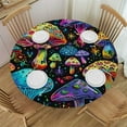 thumbnail image 1 of HAOXIT Elastic Fitted Round Table Covers Tablecloths, Colorful Mushroom Waterproof Outdoor Table Cover for Party, Halloween Picnic/Patio/Dining Table Cloth, Fits Tables 31-35, 1 of 8