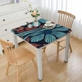 thumbnail image 1 of HAOXIT  Elastic Tablecloth for Square Tables, Polyester Fitted Table Covers with Vintage Design,Square Greek Ornament Frame Traditional Print Folding Table Cloth 52*52, 1 of 8