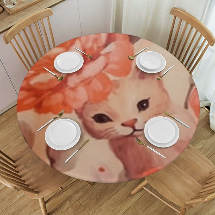 HAOXIT Elegant French Round Table Cloth,Vintage with Pink Shabby