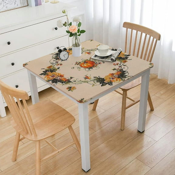 HAOXIT Embroidered Square Fall Pumpkins Tablecloth for Thanksgiving 40*40