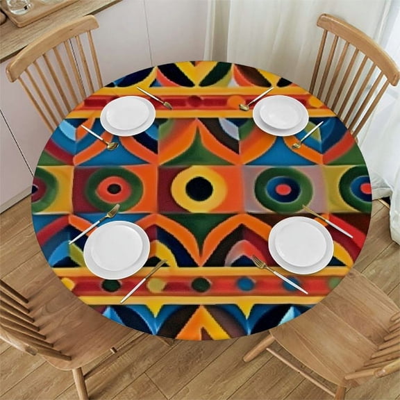 HAOXIT Ethnic Round Table Cloth s for Dining Room, Py, Decor 54-58