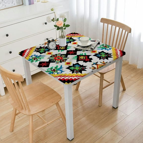 HAOXIT Ethnic Tablecloth, Retro Ukrainian Ornament Cultural Design, Dining Room Kitchen Rectangular Table Cover,Multicolor 44''x44''
