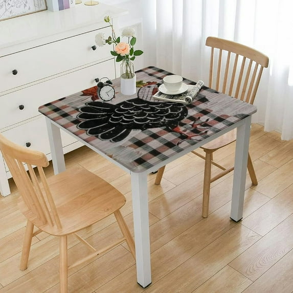 HAOXIT Fall Collection on White Wood Vinyl Flannel Back Tablecloth 36*36