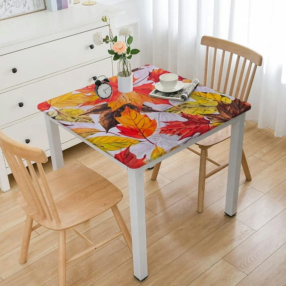 HAOXIT  Fall Tablecloth, Rectangle Fall Leaves Farmhouse Decor Thanksgiving Table Decoration for Kitchen Dinning, Indoor Outdoor Dinner Party 36*36