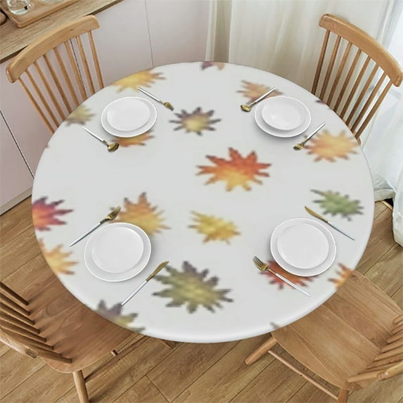 HAOXIT Fall Tablecloth Round Thanksgiving Orange Pumpkin Truck Gnome Buffalo Plaid Table Cloth Autumn Harvest Rustic Farmhouse Washable Polyester Table Cover for Dinner Home Decor 42-46