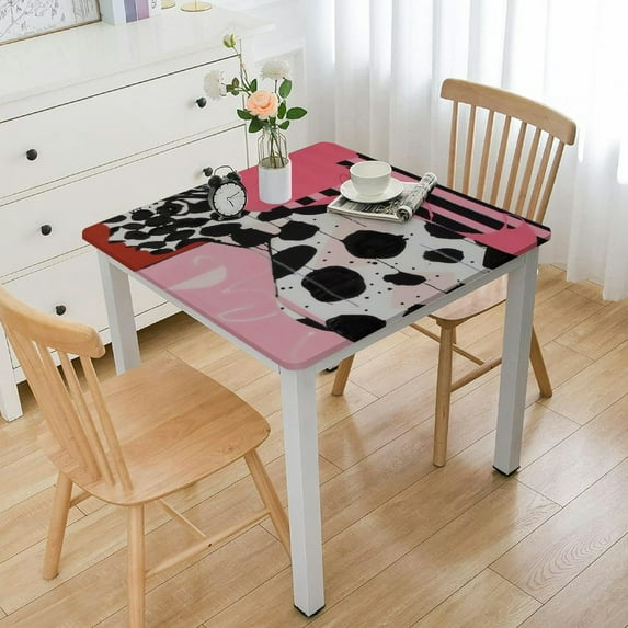 HAOXIT Fall Tablecloth Spotted Leaf Print Table Cloth Square Colorful Abstract Mid Century Autumn Fabric Kitchen Table Decorations Dinner Parties Fall Indoor Or Outdoor Decor 46*46