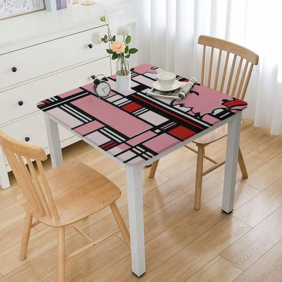 HAOXIT Fall Tablecloth Spotted Print Table Cloth Square Black and White Red Pink Fabric Kitchen Table Decorations Dinner Parties Fall Indoor Or Outdoor Decor 46*46