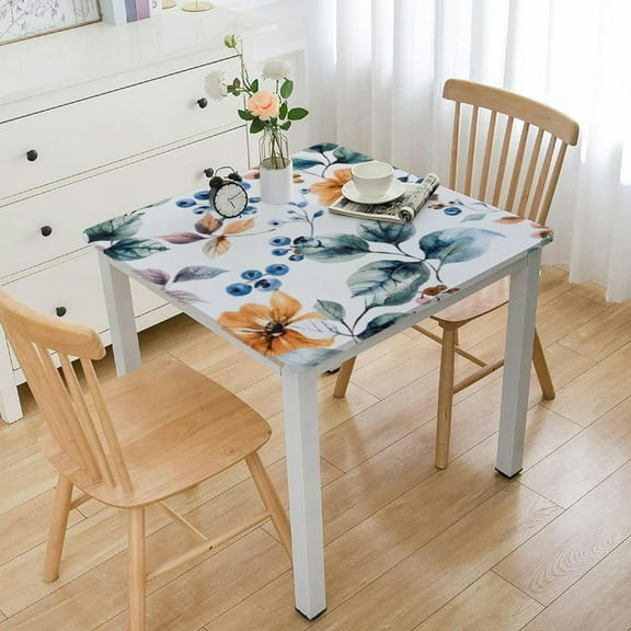 HAOXIT Fall Tablecloth Square Orange Maple Pumpkins Table Cloth,Stain Resistance Polyester Thanksgiving Day Harvest Table Covers for Kitchen Dining,Small Tablecloth for Party Picnic 36*36