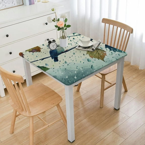 HAOXIT Fall Tablecloth Waterproof for Rectangle/Square Tablecloth Table Cloth Cover for Fall Baby Shower Christmas Wedding Party, Leaves Flowers Cartoon Owl Fox Harvest Festival Acorn 48''x48''