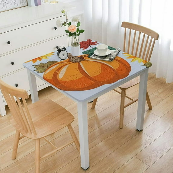 HAOXIT Fall Tablecloths for Rectangle Tables, Spill Proof Pumpkin Table Cloth with Prints, Decorative Table Cover for Fall, and Thanksgiving 46*46