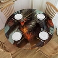 thumbnail image 1 of HAOXIT Fantasy World Tablecloth, Illustration of Fire Dragon Large Monster Gothic Theme, Dining Room Kitchen Round Table Cover, 1 of 8