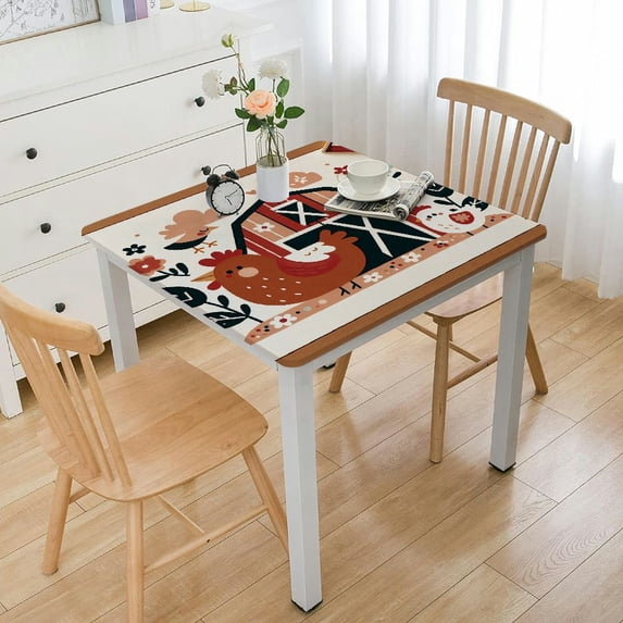 HAOXIT Farm Animal Farm Table Cover Decorations, Barnyard Animal One Year Old Birthday Table Cloth White
