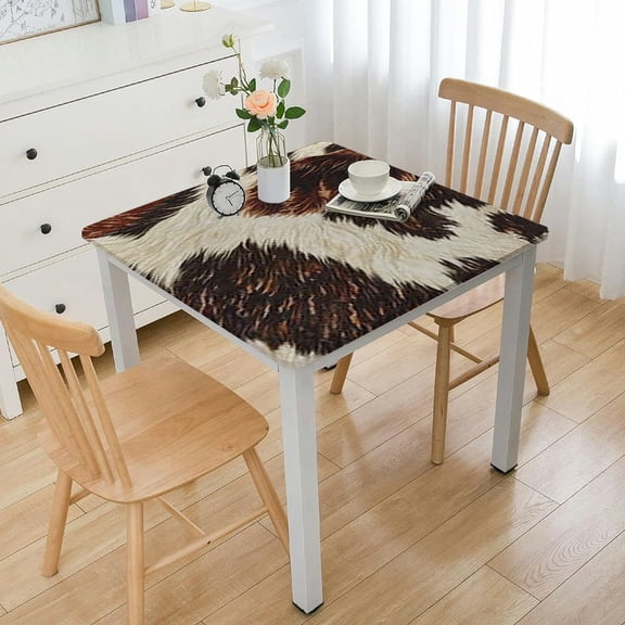 HAOXIT , Farm Cattle Cow Fur Print Non-Fading Table Covers Kitchen Dinning Tabletop Decoration, Washable Table Cloth for Outdoor and Indoor Use 52*52