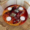 thumbnail image 1 of HAOXIT Fire Electric Guitar Tablecloth Rock Music Flame Burning Round Table Cloth Protector Proof Table Cover Red Black 38-42, 1 of 8
