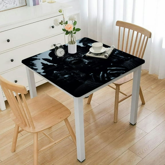 HAOXIT Fitted End Table Cover with Table Cloth Card Table Topper for Home Kitchen Dining 48''x48''