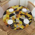 thumbnail image 1 of HAOXIT Fitted Round Table Cloth, Cubes and Geometric Digital Print Elastic Edged Polyester Table Cover, Fits Round Table, The Ultimate Protection for Your Table 31-35, 1 of 8