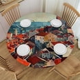 thumbnail image 1 of HAOXIT Fitted Round Tablecloth Autumn Mountain,Watercolor Valley Scene Painting Modern fine Art Table Cover,Elastic Edged Table Cloth Fits Round Tables 42-46, 1 of 8