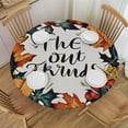 thumbnail image 1 of HAOXIT Fitted Round Tablecloth Autumn Wreath,Leaves Rowan Fall Floral Fall is in The air Table Cover,Elastic Edged Table Cloth Fits Round Tables 31-35, 1 of 8
