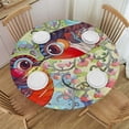 thumbnail image 1 of HAOXIT Fitted Round Tablecloth Couple Birds,watercolor bird flowers Table cover,Elastic Edged Table Cloth Fits Round Tables  31"-35, 1 of 8