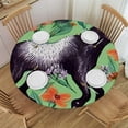 thumbnail image 1 of HAOXIT Fitted Round Tablecloth Cute s, Tropical Animals Light Green Table Cover,Elastic Edged Table Cloth Fits Round Tables 54-58, 1 of 8