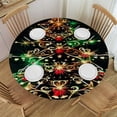 thumbnail image 1 of HAOXIT Fitted Round Tablecloth Glitter Xmas Tree,Merry Christmas Table Cover,Elastic Edged Table Cloth Fits Round Tables 38-42, 1 of 8