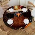 thumbnail image 1 of HAOXIT Fitted Round Tablecloth Happy Thanksgiving,turkey wearing hat pumpkin brown Table cover,Elastic Edged Table Cloth Fits Round Tables 42-46, 1 of 8