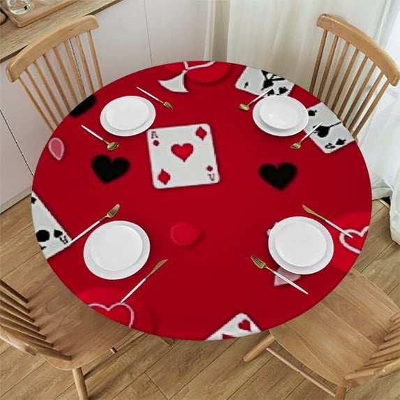 HAOXIT Fitted Round Tablecloth Pink Roses,watercolor rose pink flower floral Table cover,Elastic Edged Table Cloth Fits Round Tables 38-42