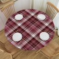 thumbnail image 1 of HAOXIT Fitted Round Tablecloth Tartan Plaid,nautical anchor black and white Table cover,Elastic Edged Table Cloth Fits Round Tables 38-42, 1 of 8