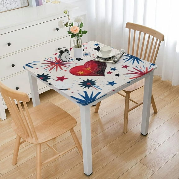 HAOXIT Fitted Table Cover Elastic Edged Table Cloth for Dining Kitchen Home Party 36*36