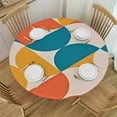 thumbnail image 1 of HAOXIT  Fitted Table Cover Round, Colorful Art Geometry Elastic Edge Home Decorative Tablecloth, Oil &amp; Dust Proof Waterproof Polyester Cloth for Family Living Room Kitchen Patio 46-50, 1 of 8